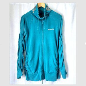 Bench Zip Up Jacket Women's Large  Mock Neck Blue Zipper Close Pocke…